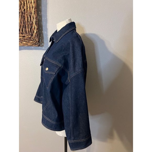 Carolina Herrera Jean Jacket Blue L Large Cotton Denim Classic Washable NEW - Picture 5 of 13